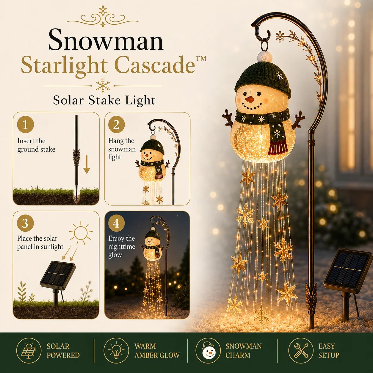 🔥Buy 2 Get 20% OFF🔥☃️ Snowman Sparkle Solar Garden Light